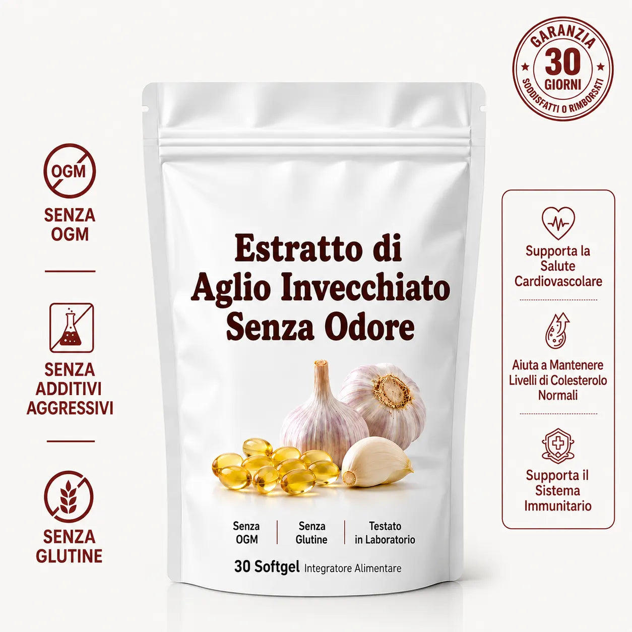Estratto di Aglio Invecchiato – 7500mg Softgel Inodore