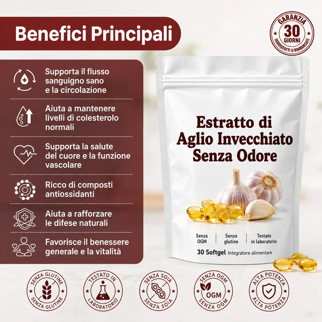 Estratto di Aglio Invecchiato – 7500mg Softgel Inodore