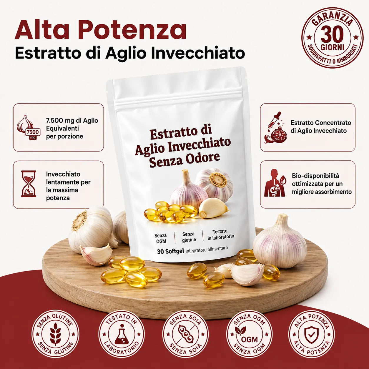 Estratto di Aglio Invecchiato – 7500mg Softgel Inodore